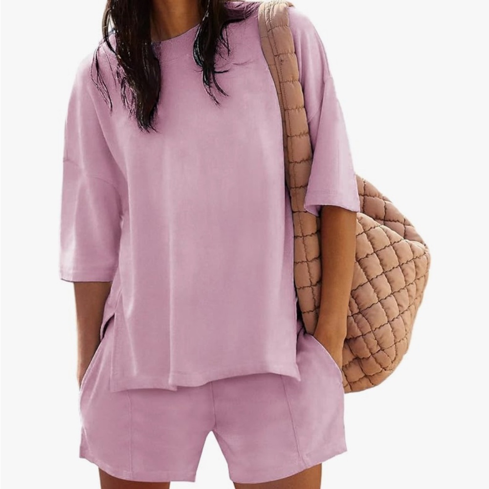 Lavender Short Sleeve Women's shirt and shorts set